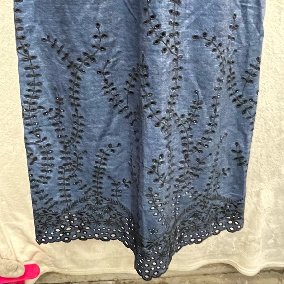 Yigal Azrouel eyelet embroidered denim dress women’s size 6 romantic boho - Picture 9 of 13